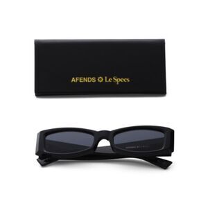 NIB Le Specs x Afends Square Black Sunglasses w/ Gold Floral Accent